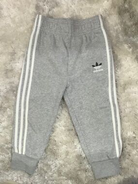 adidas Gray Sweat Joggers with White Stripes